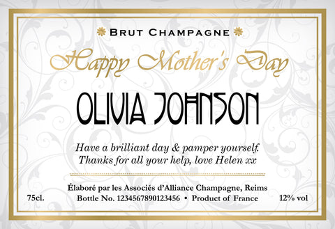 Elegant Mother's Day Labels for Champagne (Pack of 12)