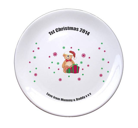 Christmas Teddy & Hat 8" Coupe Plate