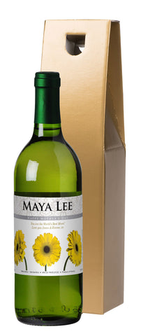 French VdP Mother's Day Gerberas White Wine in a Gold Box