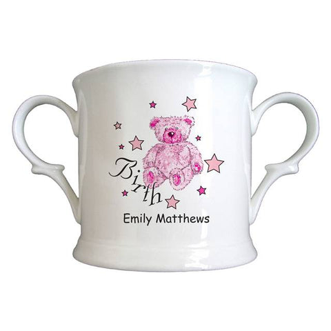 Teddy & Stars Pink Birth Bone China Loving Cup