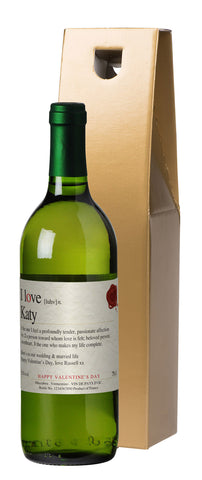 French VdP I Love You Valentine White Wine in a Gold Box