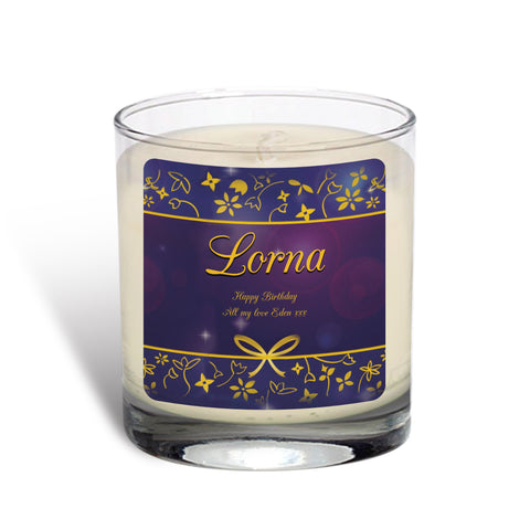 Personalised Ornate Design Rose Scented Candle