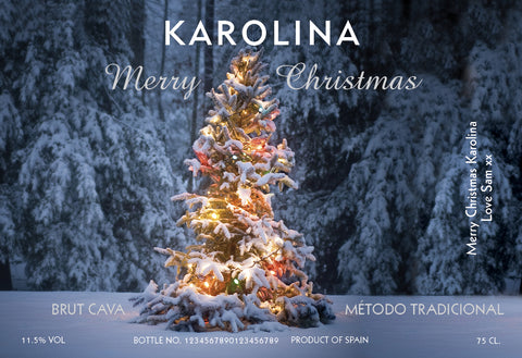 Tree Lights Christmas Labels for Cava