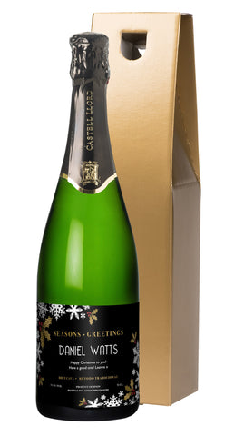 Christmas Snowflakes Cava in a Gold Gift Box