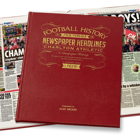 Charlton Football Newspaper Book - Leather Red Cover
