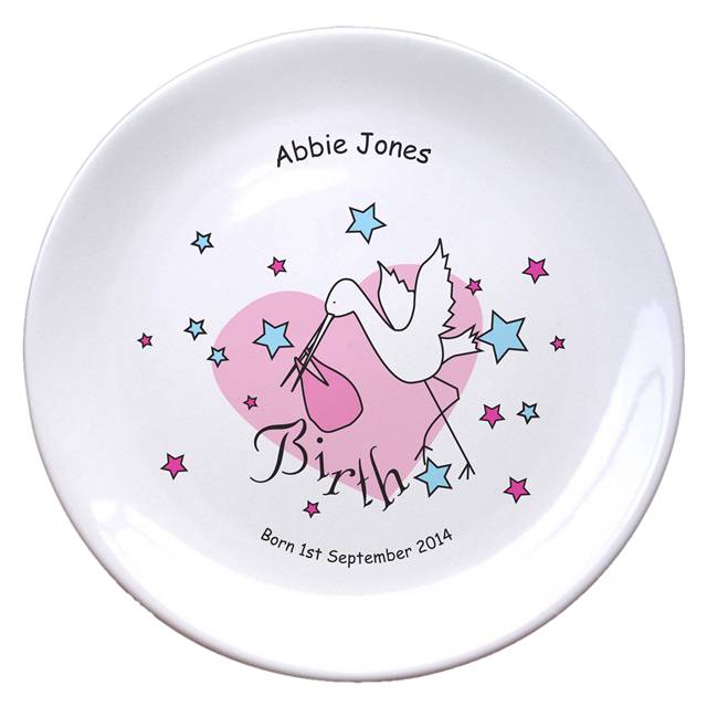 Stork Pink Birth 8" Bone China Coupe Plate