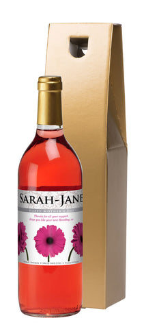 French AC Mother's Day Gerberas Rosé Wine in a Gold Box