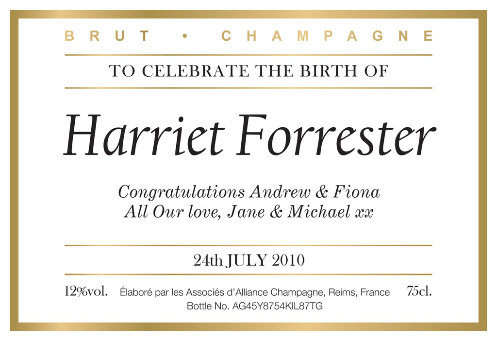 New Baby Labels for Champagne (Pack of 2)