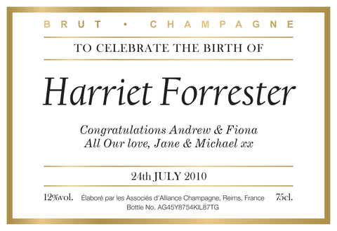 New Baby Labels for Champagne (Pack of 2)