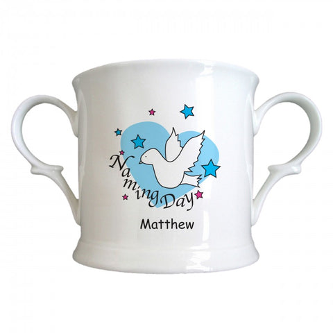 Dove & Hearts Blue Naming Day China Loving Cup