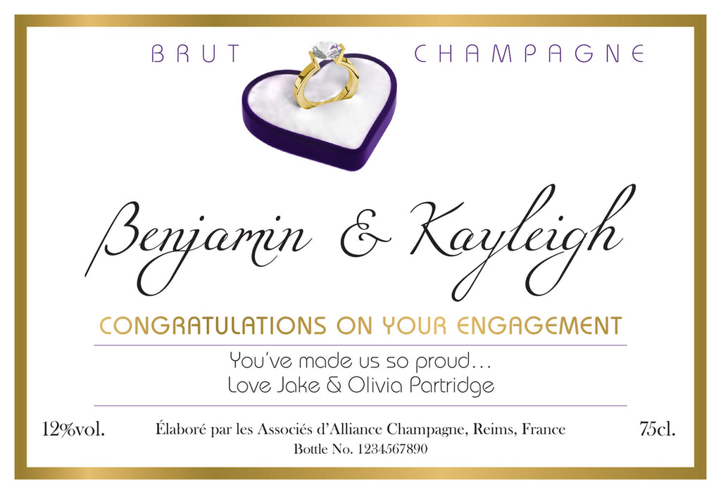 Diamond Ring Engagement Labels for Champagne