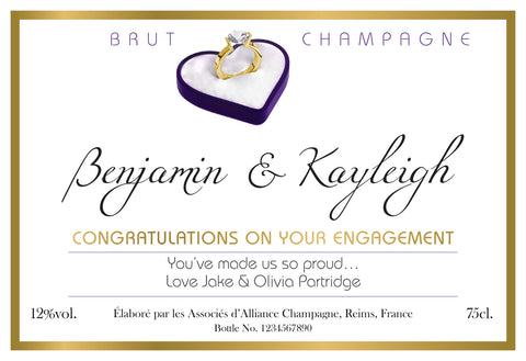 Diamond Ring Engagement Labels for Champagne