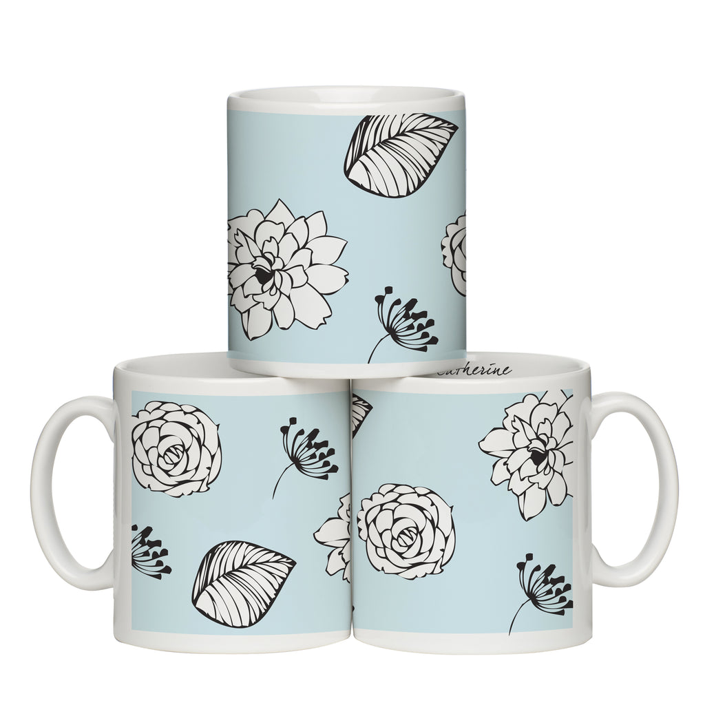 Modern Floral Blue Mug