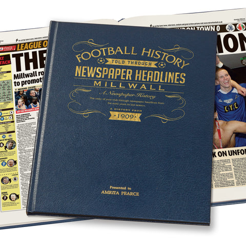 Millwall Newspaper Book - Leather Blue Cover