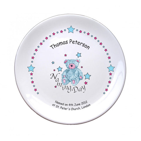 Teddy & Stars Blue Naming Day 8" Coupe Plate