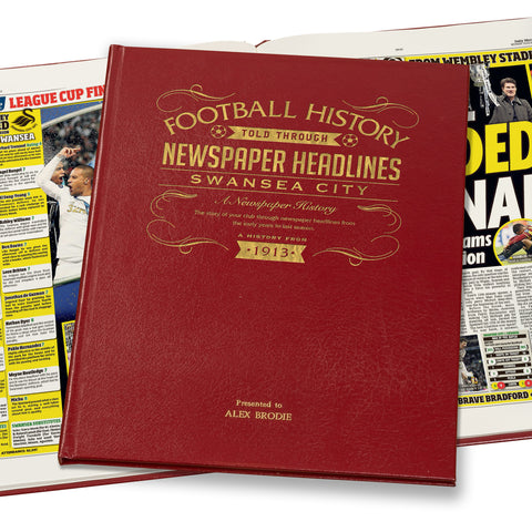 Swansea City Newspaper Book - Leather Red Cover