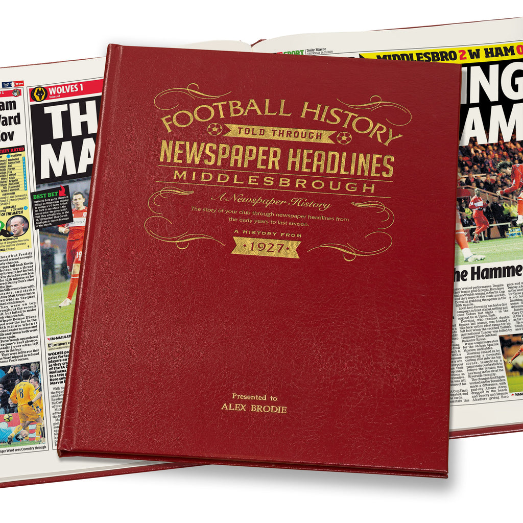 Middlesbrough Newspaper Book - Leather Red Cover