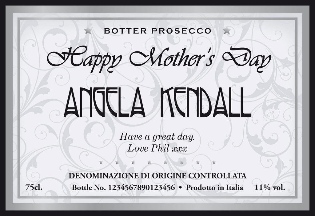 Elegant Mother's Day Labels for Prosecco (Pack of 2)