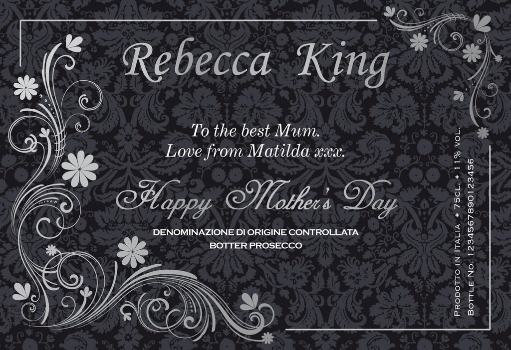 Ornate Mother's Day Labels for Prosecco