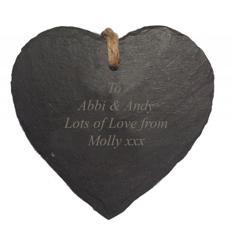 Engraved Heart Hanging Slate