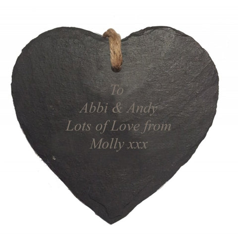 Engraved Heart Hanging Slate