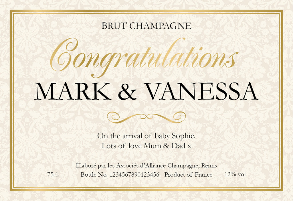 Congratulations New Baby Labels for Champagne
