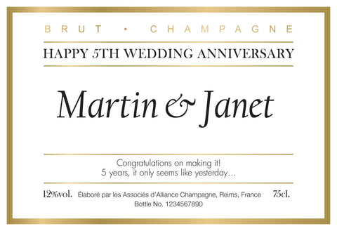 Wedding Anniversary Labels for Champagne