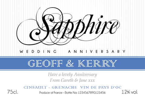 Sapphire Anniversary Labels for Red Wine