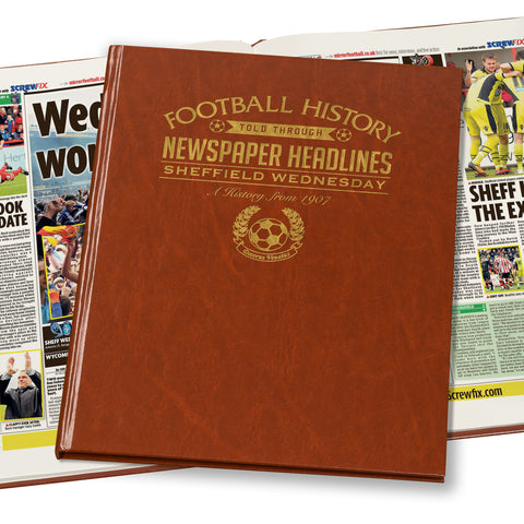 Sheffield Wednesday Newspaper Book - Brown Leatherette (Colour Pages)