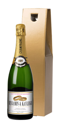 Rings Anniversary Champagne in a Gold Gift box