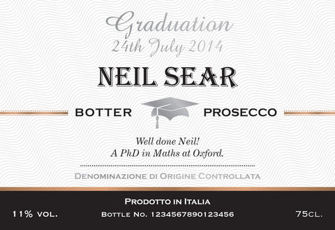 Graduation Labels for Prosecco (Pack of 2)