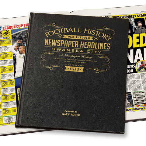 Swansea City Newspaper Book - Leather Black Cover
