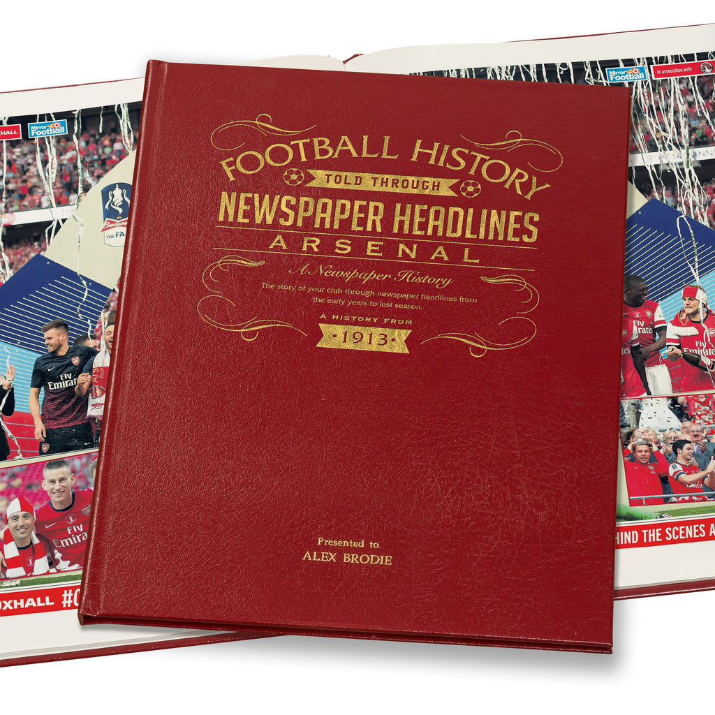 Arsenal Football Newspaper Book - Leather Red Cover