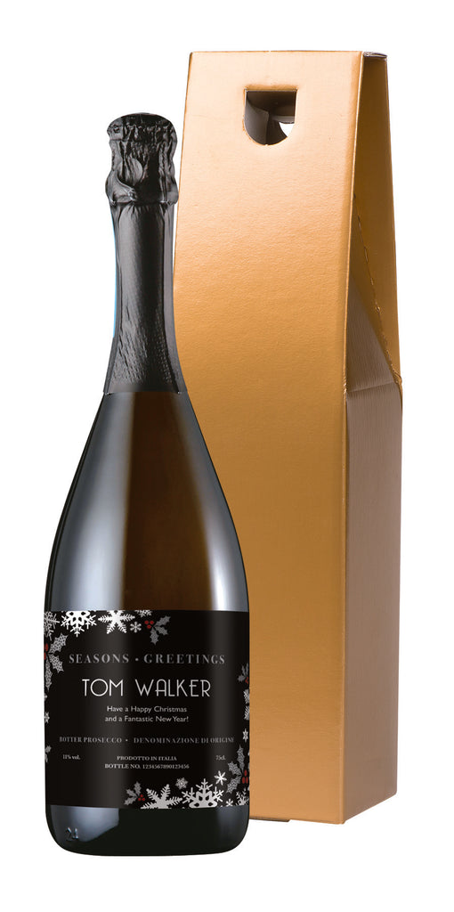 Christmas Snowflakes Prosecco in a Gold Box