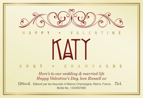 Be My Valentine Labels for Champagne