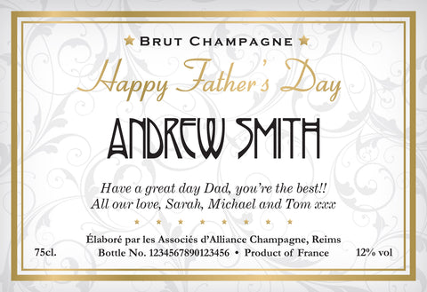 Elegant Father's Day Labels for Champagne (Pack of 12)