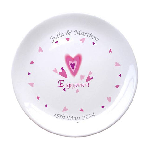 Red Hearts Engagement 8" Bone China Coupe Plate