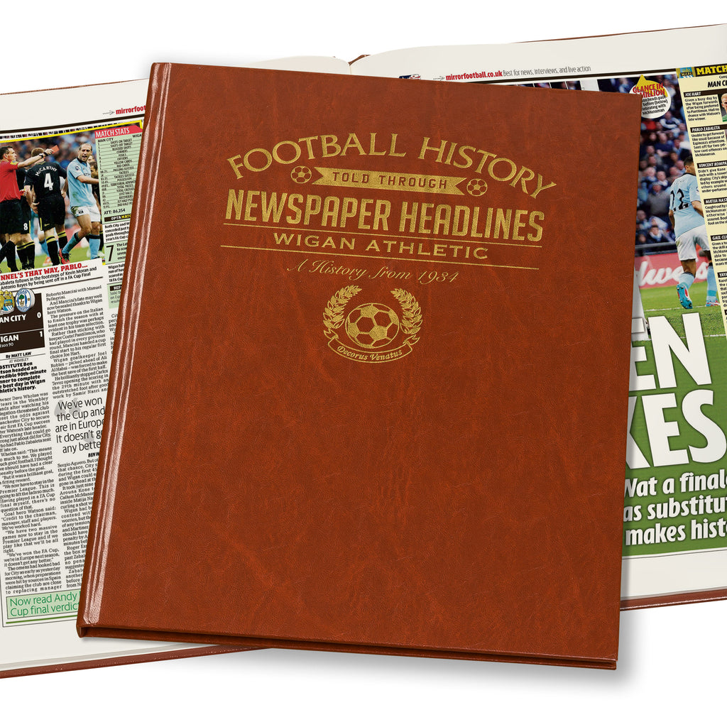 Wigan Athletic Newspaper Book - Brown Leatherette (Colour Pages)