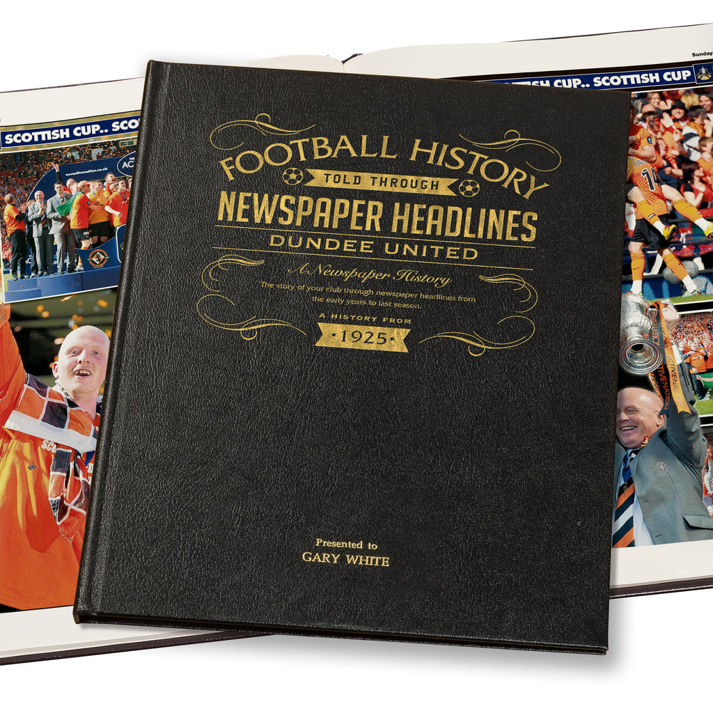 Dundee United Football Newspaper Book - Leather Black Cover