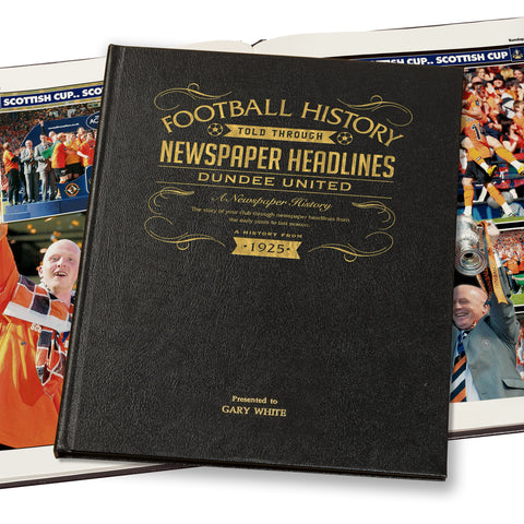 Dundee United Football Newspaper Book - Leather Black Cover