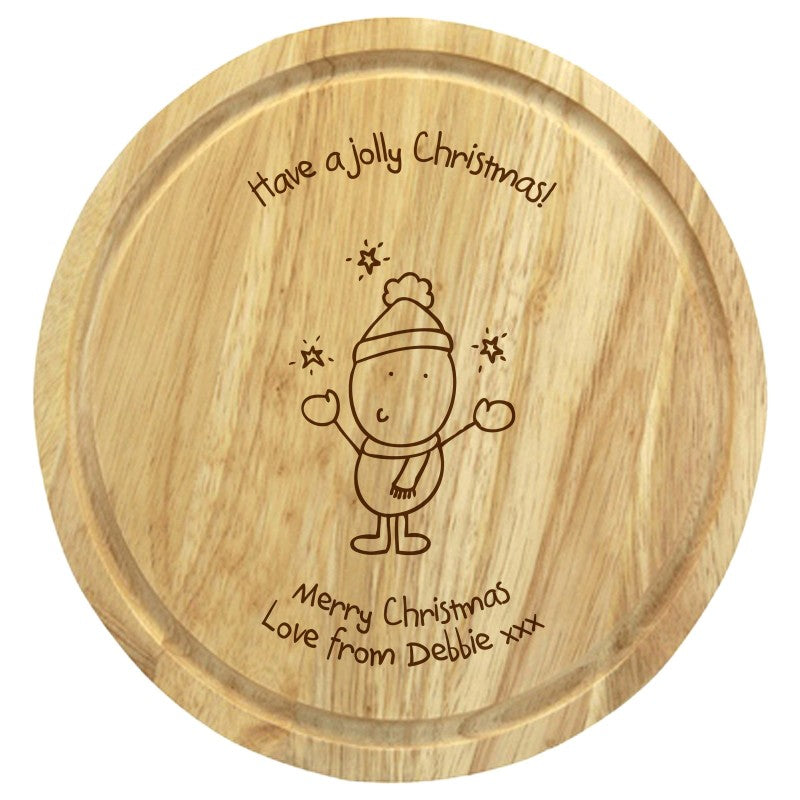 Chilli & Bubble's Jolly Christmas round chopping board
