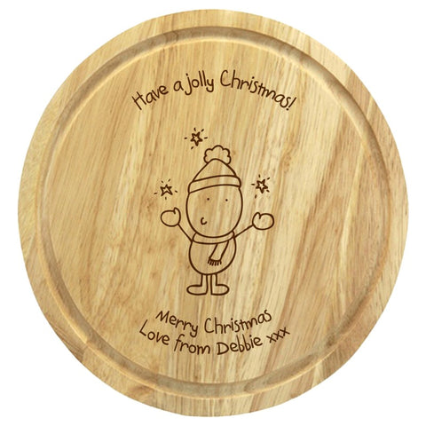 Chilli & Bubble's Jolly Christmas round chopping board