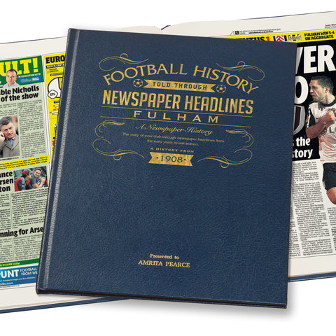 Fulham Football Newspaper Book - Leather Blue Cover