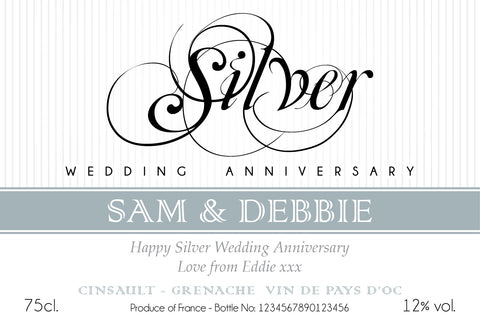 Silver Anniversary Labels for Red Wine