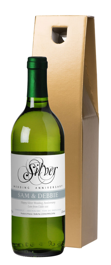 French AC Silver Anniversary White Wine in a Gold Box