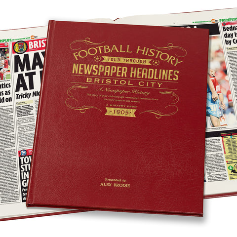Bristol City Football Newspaper Book Leather Red Cover