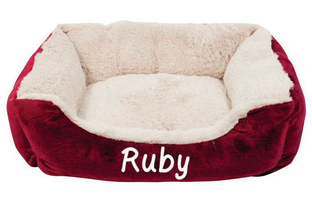 Maroon Cushioned Pet Bed