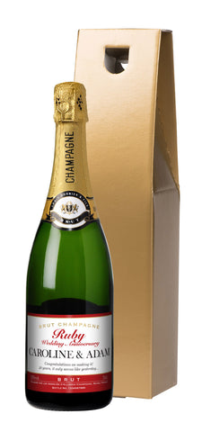 Ruby Anniversary Champagne in a Gold Gift box