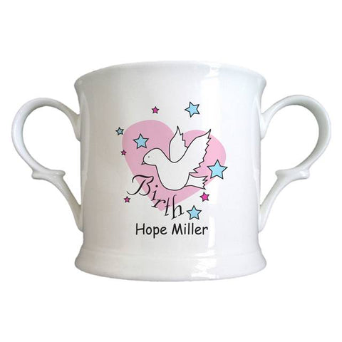 Dove & Hearts Pink Birth Bone China Loving Cup