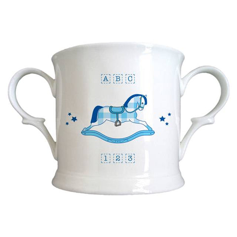 Blue Rocking Horse Bone China Loving Cup